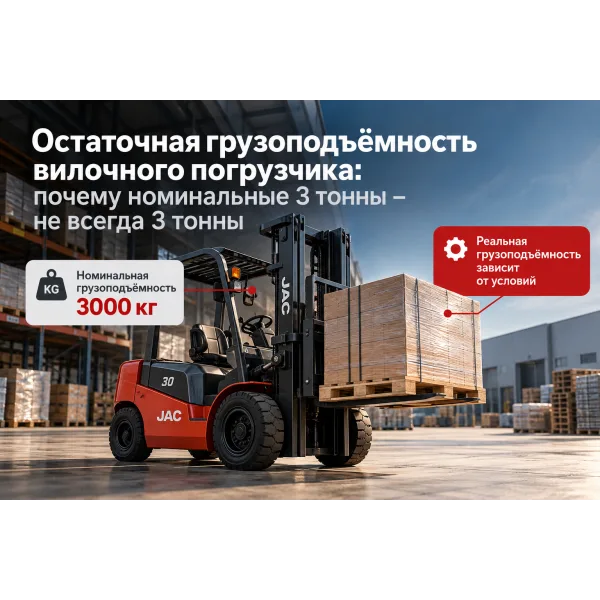 Остаточная грузоподъёмность вилочного погрузчика: почему номинальные 3 тонны – не всегда 3 тонны